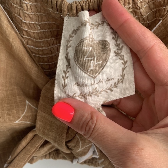 Z&L puff sleeves , tie front boho Gypsy crop top, size M - Picture 3 of 10